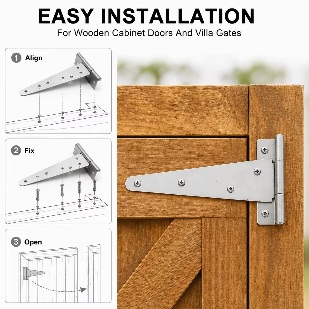 6 Heavy Duty Folding Steel Door T Strap Hinge