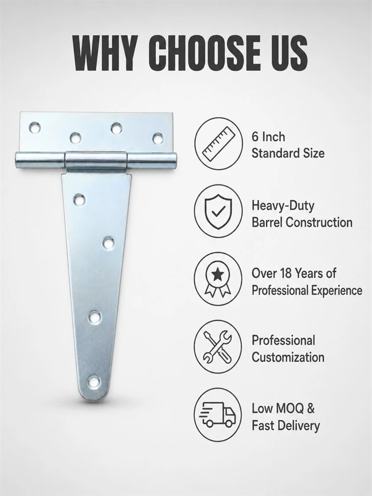 6 Heavy Duty Folding Steel Door T Strap Hinge