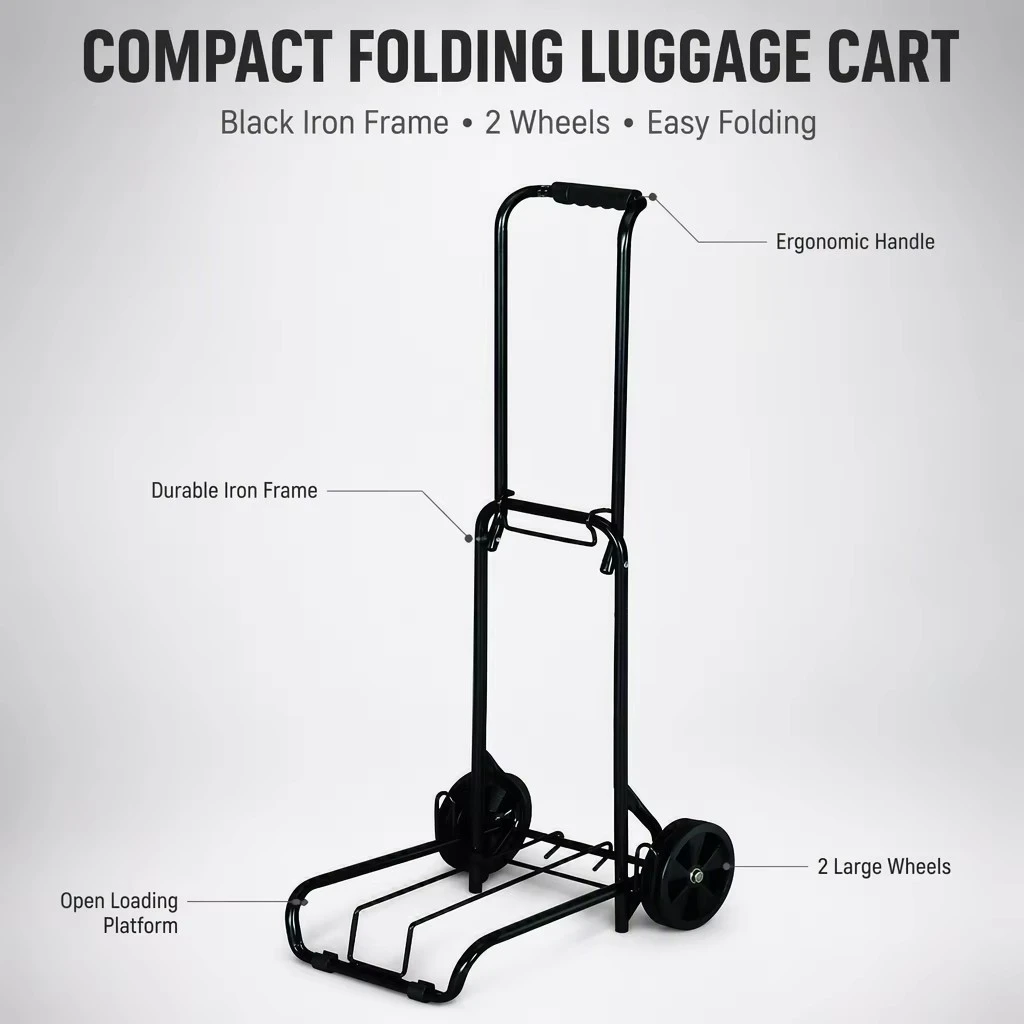 Powder Coated Collapsible Luggage Trolley Cart